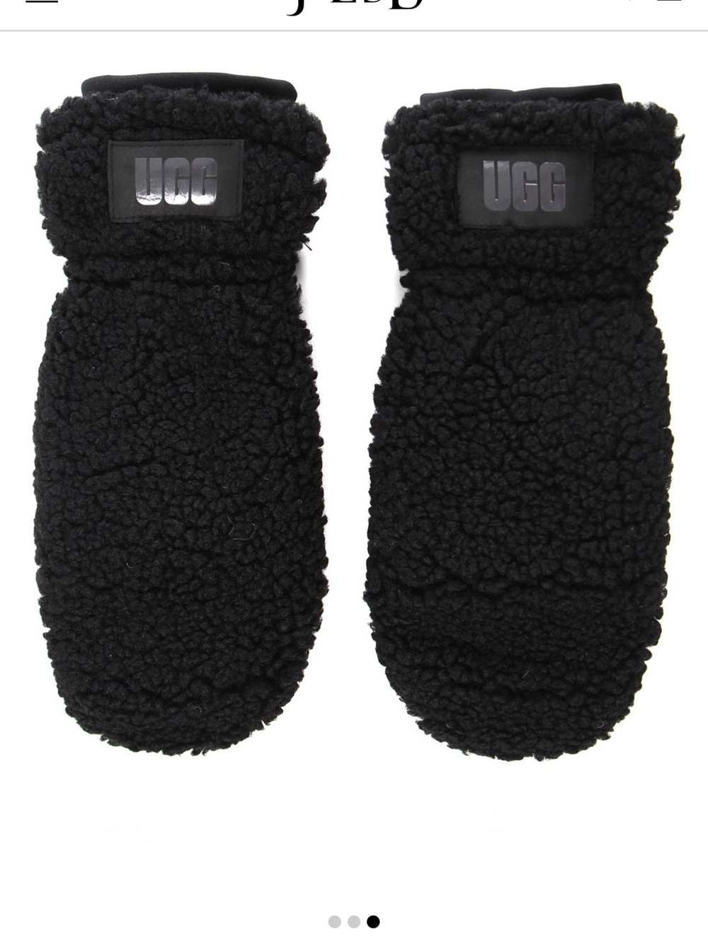 UGG Black Sherpa Mittens with Logo Patch